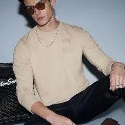 Van Heusen Beige Cotton Regular Fit Embroidered Sweatshirt-image-83