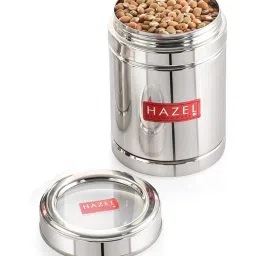 HAZEL Silver Stainless Steel Container with Transparent Lid - Set of 6 (1L) image 2