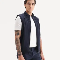 Rare Rabbit Navy Blue Polyester Solid Regular Fit Jacket image 2