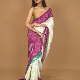 HELLA FASHIONS Bandhani Poly Crepe Saree-picture-33