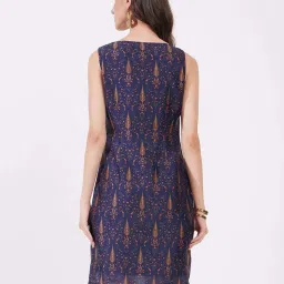 Fablestreet Navy Printed A-Line Dress image 2