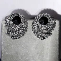 Sohi Stone Shell Black Stud Earrings for Women & Girls-image-25