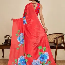 Anjaneya Sarees Red Woven Polyester Printed Designer Saree With Unstitched Blouse image 2