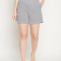 Clovia White & Black Striped Shorts image 1