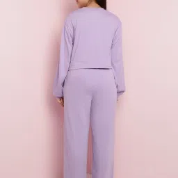 Lil Tomatoes Purple Cotton Blend Regular Checks Night Suit image 2