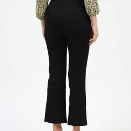 MADAME Black Cotton Straight Fit Mid Rise Jeans image 2