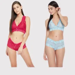 Secrets By ZeroKaata Multicolor Lace Lingerie Set (Pack of 2) image 1