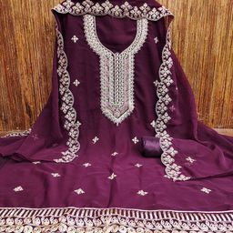 MANVAA Embellished Silk Georgette Unstitched Dress Material-picture-44