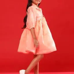Tales & Stories Kids Peach Regular Fit Dress image 3