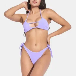 Secrets By ZeroKaata Blue & Purple Plain Swimwear Bikini image 2