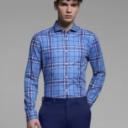 Jack & Jones Blue Cotton Slim Fit Checks Shirt-picture-47