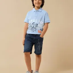 U.S. Polo Assn. Boys Blue Cotton Printed Polo T-Shirt-picture-36