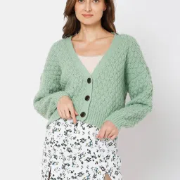 Vero Moda Green Textured Cardigan image 1