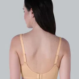 Soie Beige Solid Cotton's Non Padded Non Wired Strech Cotton Full Coverage Moulded Cups T-shirt Bra image 2