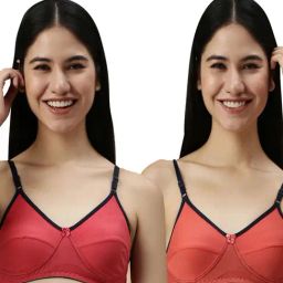 Kryptic Pink & Coral Cotton Medium Coverage Bralette Bra (Pack Of 2)-picture-42