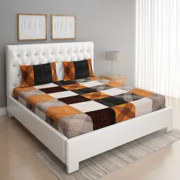 Romee Stripes Multicolor 144 TC Cotton Queen Sized Bed Sheet with 2 Pillow Covers image 3