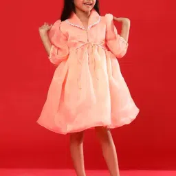 Tales & Stories Kids Peach Regular Fit Dress image 4