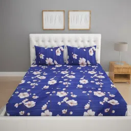 Romee Geometric Brown 144 TC Cotton Queen Sized Bed Sheet with 2 Pillow Covers image 2