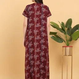 Sweet Dreams Maroon Cotton Printed Nighty image 2