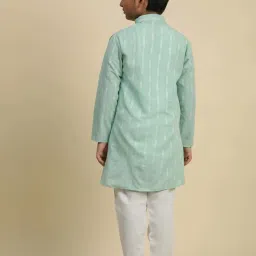 Pro-Ethic Style Developer Boys Green Cotton Embroidery Full Sleeves Kurta Sets image 2