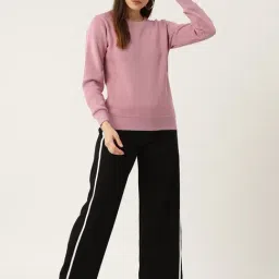 FEMEA Rose Fleece Solid Full Sleeves Sweatshirt image 4