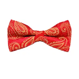 VOICI Red Microfiber Woven Design Bow Tie-image-43