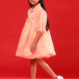 Tales & Stories Kids Peach Regular Fit Dress image 5