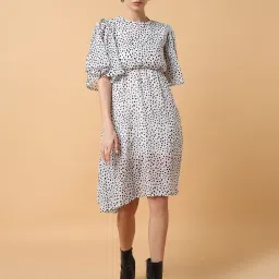 showoffff SHOWOFF Off-White Printed A-Line Dress image 2