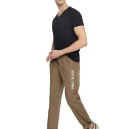 Cantabil Dark Olive Regular Fit Printed Trackpants image 5