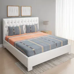 Romee Ethnic Turquoise Blue 144 TC Cotton Queen Sized Bed Sheet with 2 Pillow Covers image 3