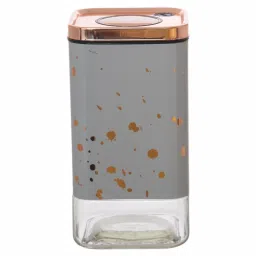 White Gold Silver Glass Storage Jar with Lid (0.9L) image 2