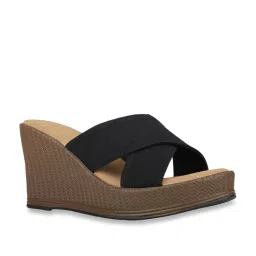 Inc.5 Women's Black Cross Strap Wedges image 2
