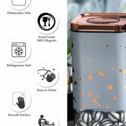 White Gold Silver Glass Storage Jar with Lid (0.9L) image 4