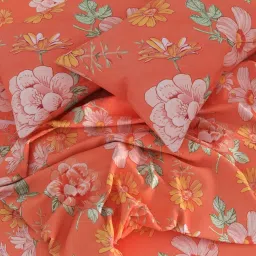 Romee Ethnic Brown & White 144 TC Cotton Queen Sized Bed Sheet with 2 Pillow Covers image 3