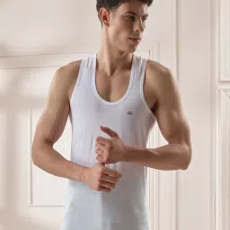 LUX Venus White Cotton Vest - Pack of 10 image 2