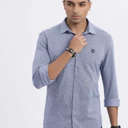 showoffff Showoff Blue Cotton Slim Fit Checks Shirt image 2