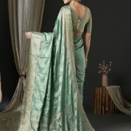 Saree Mall Green Woven Sarees With Unstitched Blouse image 2