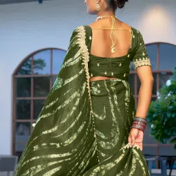 Saree Mall Green Embellished Sarees With Unstitched Blouse image 2