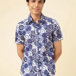 Fabindia Blue Cotton Straight Fit Printed Casual Shirt-image-58
