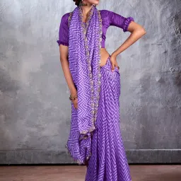 Saree Mall Purple Embellished Sarees With Unstitched Blouse image 2