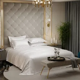 Stoa Paris Date Night Collection 300 TC White Sateen Super King Bed Sheet with 4 Pillow Covers image 2