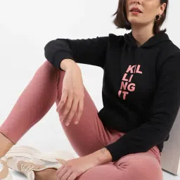 Campus Sutra Black Cotton Graphic Print Hoodie-picture-14