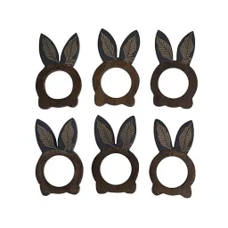 Ellementry Brown & Black Wooden Napkin Holder - Set of 6 image 4