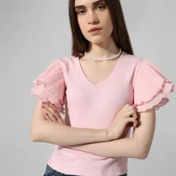Only Pink Cotton Slim Fit Top-picture-15