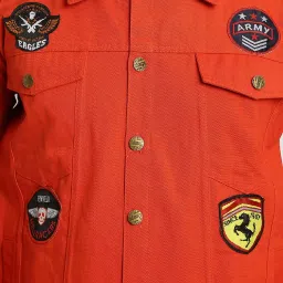 VOXATI Orange Full Sleeves Shirt Collar Denim Jacket image 4