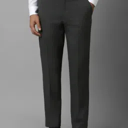 Louis Philippe Warm Black Slim Fit Texture Trousers-picture-11