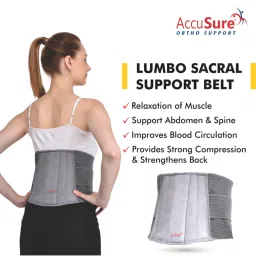 Accusure Lumbo Support Belt Lumbo Sacral Back Support- Ergonomic Design And Breathable - Size-M image 3