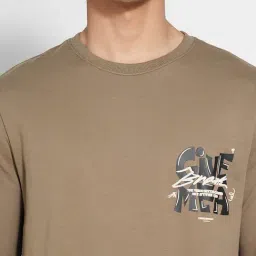 People By Pantaloons Green Cotton Slim Fit Graphic Sweatshirt image 5