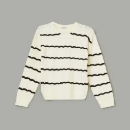 Fame Forever By Lifestyle White Regular Fit Striped Sweater-picture-14
