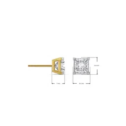 Emori 14k Yellow Gold & Lab Grown Diamond 2 CT Classic Square Stud Earrings image 2